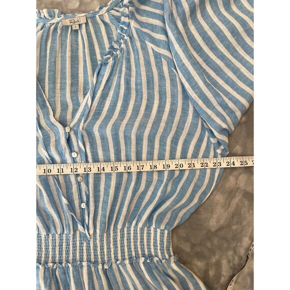 Rails Crystal Dress Lake Stripe L Nautical Casual Beachy Gauze Linen Resort - Picture 14 of 14